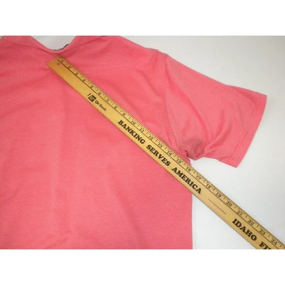 Peter Millar Polo Shirt Mens L Pink Pinstriped Golf Cotton Knit‎ Short Sleeve - Picture 9 of 10